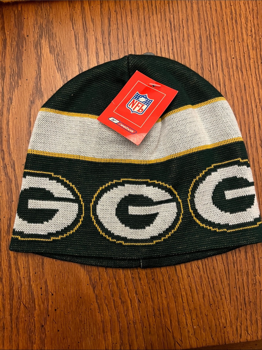 Vintage Reebok Green Bay Packers Knit Beanie - Green, White, Gold